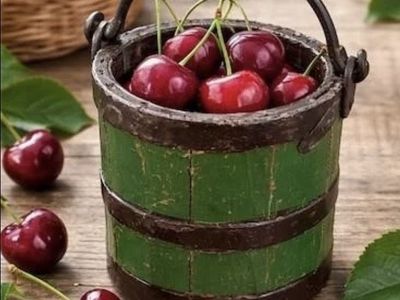 Antique European Cherry-Picking Bucket 5”