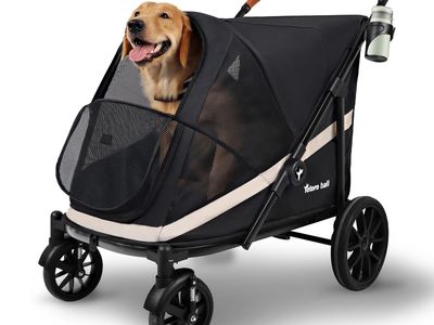 New in box- Totoro Ball Large Dog Stroller for Up to 80lbs - One-Click Folding 4-Wheel Pet Stroller, Black