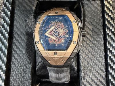 Forrad Luxury Fashion Watch Blue Dial Gold & Silver Tone Stainless Steel Quartz