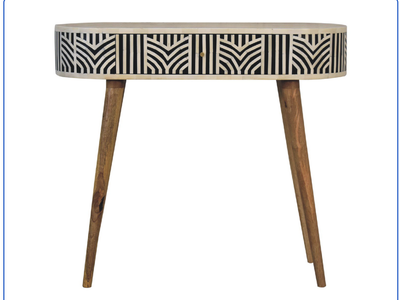 New in Box Solid Wood Honey Caramel Edessa Bone Inlay Console Table