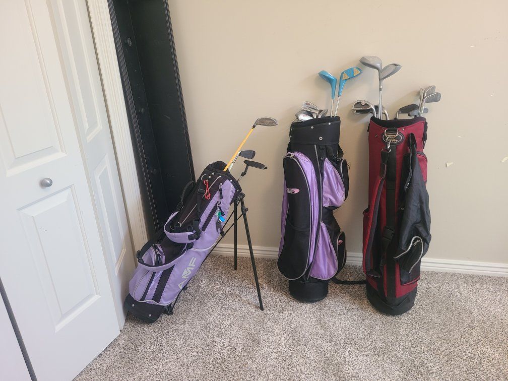 RH ladies and a girls golf set, can add balls and tees