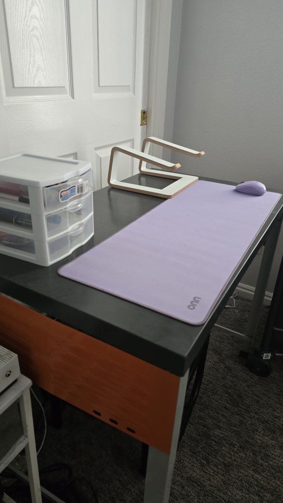 Modern Computer Writing Desk with Metal Legs and Wood Accent