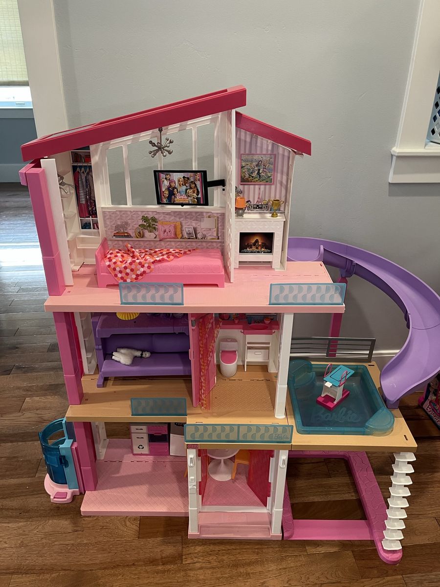 Barbie Dreamhouse Dollhouse 3-Story with Pool, Slide, & Accessories - Excellent Condition