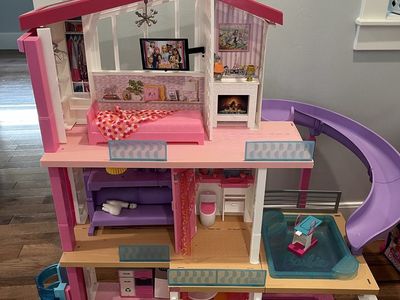 Barbie Dreamhouse Dollhouse 3-Story with Pool, Slide, & Accessories - Excellent Condition