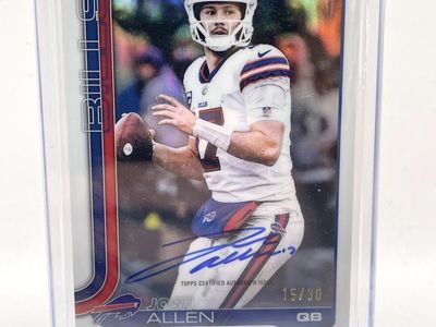 Josh Allen On Card Auto /30 White Color Match 2025 Topps Chrome