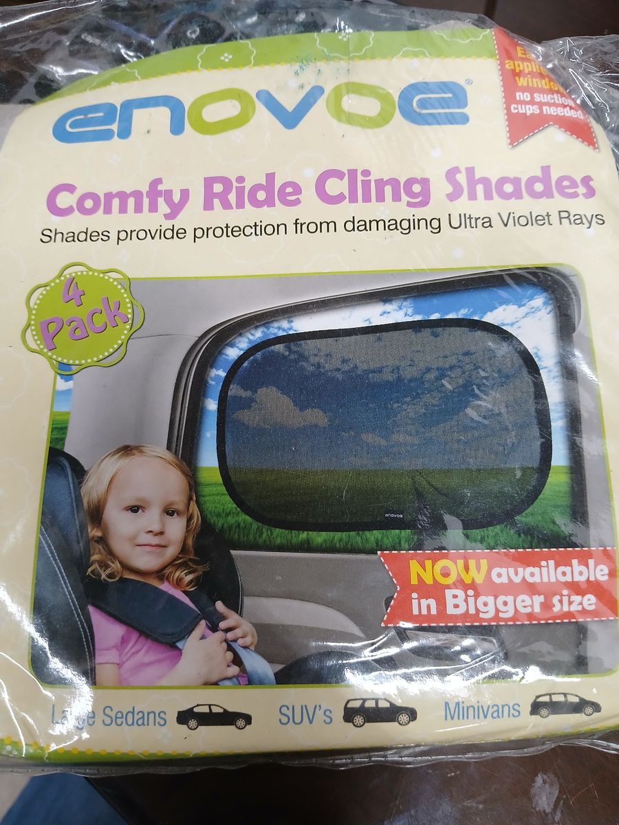 Enovoe Comfy Ride Cling Shades 4-Pack Car Window Sun Shades UV Protection Bigger Size-Section A
