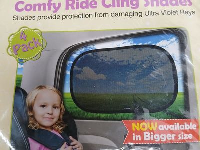 Enovoe Comfy Ride Cling Shades 4-Pack Car Window Sun Shades UV Protection Bigger Size-Section A
