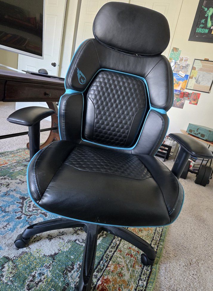 Black/Blue Gaming Chair with Adjustable Armrests
