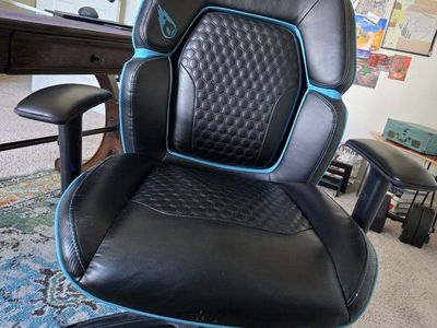 Black/Blue Gaming Chair with Adjustable Armrests