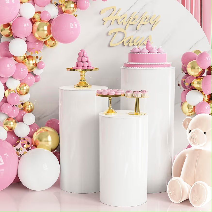 3 PCS large round cylinder pedestal tables