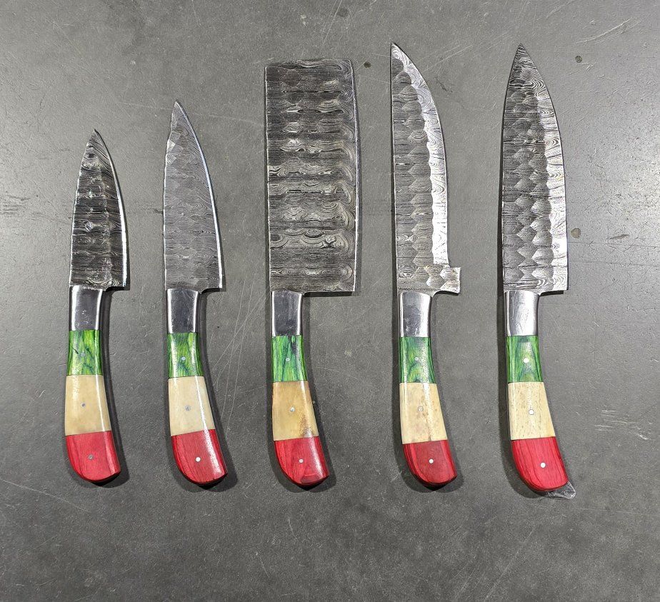 Handmade Kitchen Knife set with case- Mexico Flag