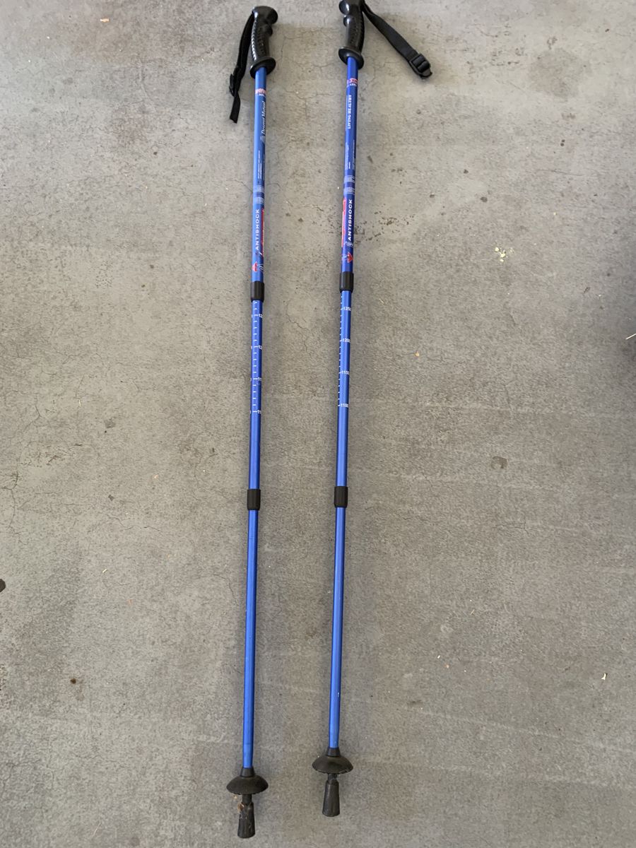 Antishock Blue Extendable Walking/Hiking Sticks (Pair)
