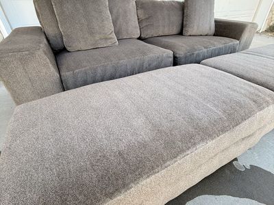 Large Gray Sofa Couch and Storage Ottomans