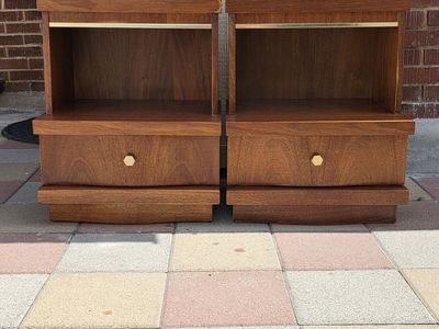 Vintage MCM Solid Wood Nightstand Set