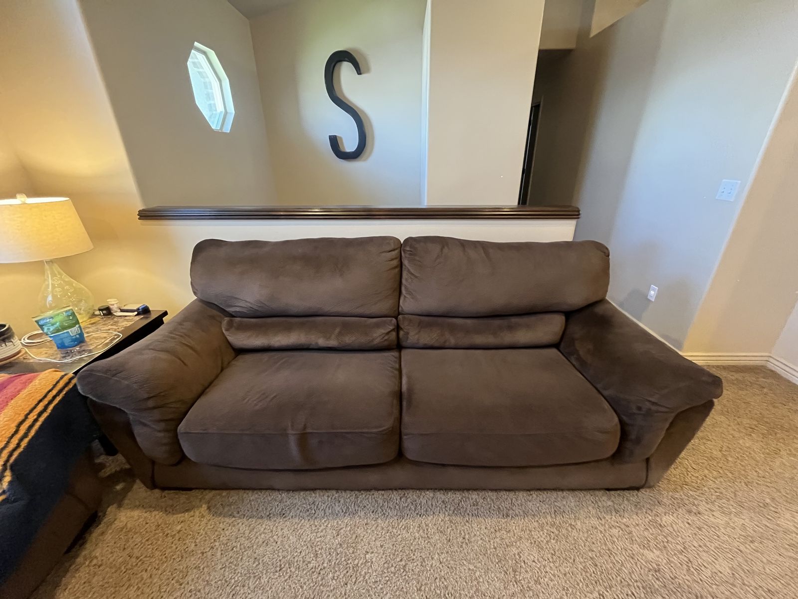 Brown rhino fiber suede couches
