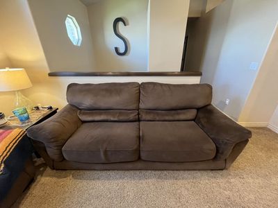 Brown rhino fiber suede couches