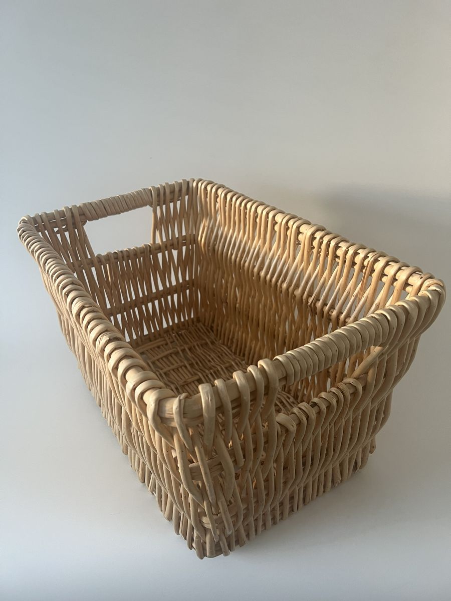 Large Woven Rattan Storage Basket Rectangular Organizer
