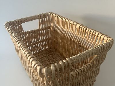Large Woven Rattan Storage Basket Rectangular Organizer