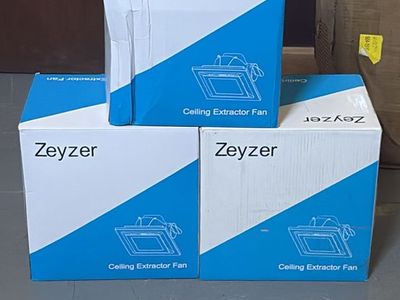 Zeyzer Ceiling Extractor Fan with LED Panel Light - New in Box - Qty 3