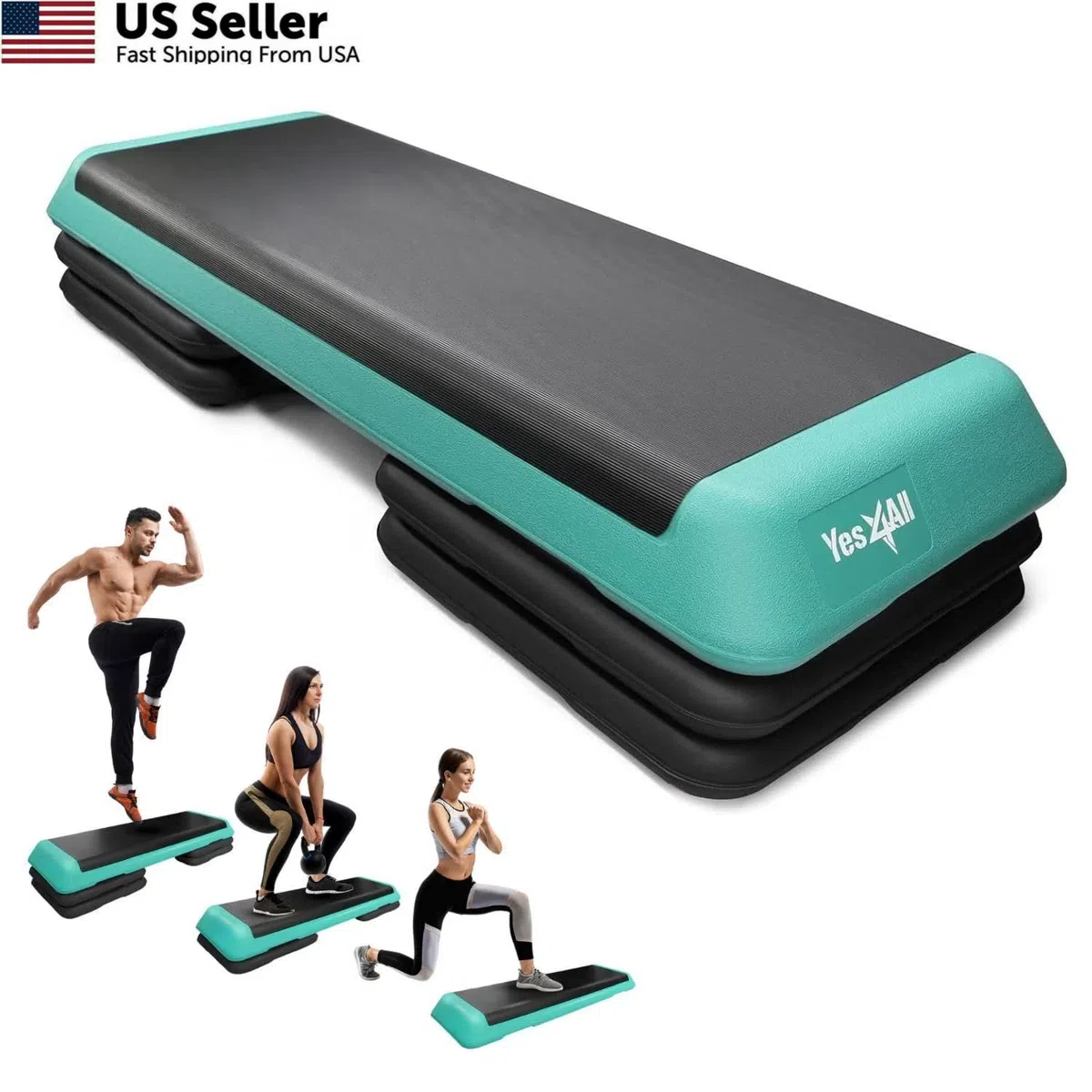 Yes4All Aerobic Stepper Platform Green Black Workout Exercise Step