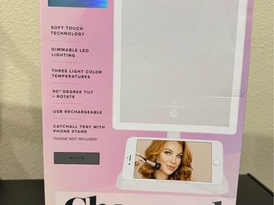 Impressions Vanity Company Charmed Tri-Tone LED Makeup Mirror with Phone Stand - White