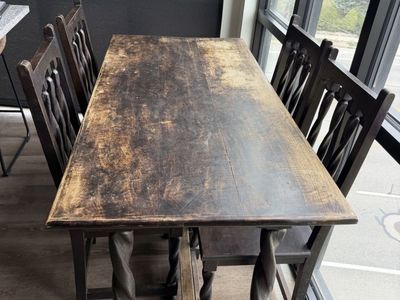 Solid Wood Dining Table with 4 Chairs - $80