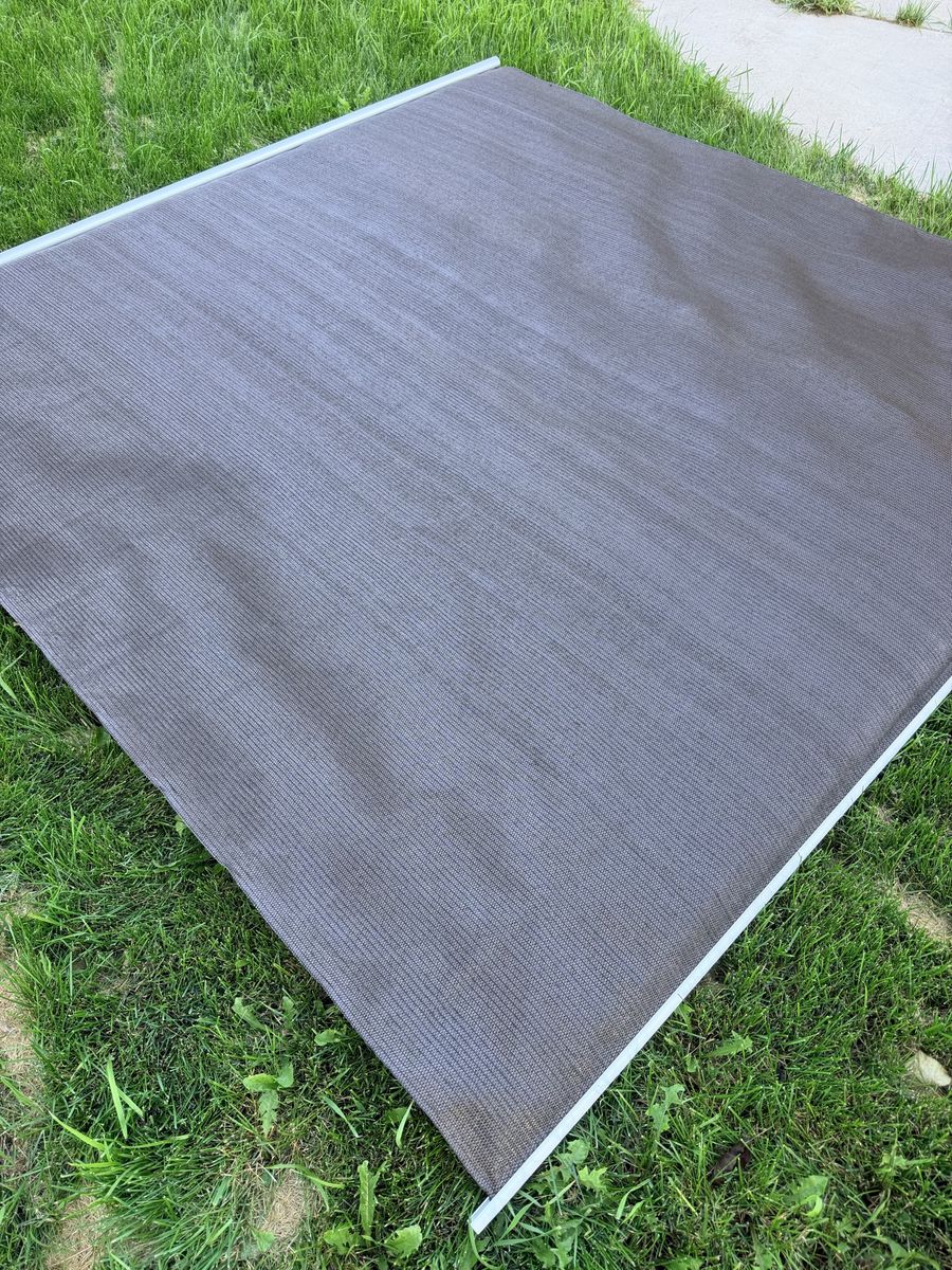 New. 96”x96” Dark Brown Retractable Sun Shade Awning Canopy Mesh Fabric