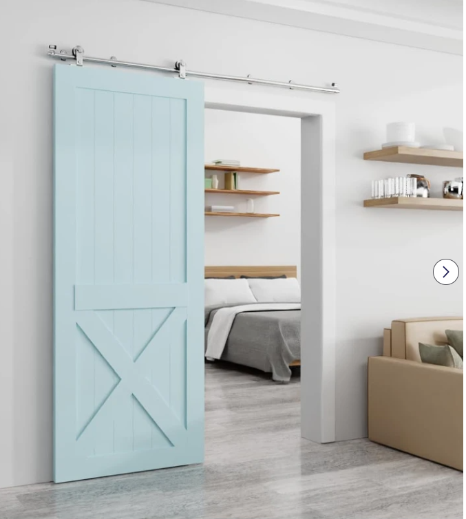 AONAYIOA 8 FT Top Mount Sliding Barn Door Hardware Kit, Stainless Steel Track and Kit, Heavy Duty for Single Door（T Shaped）