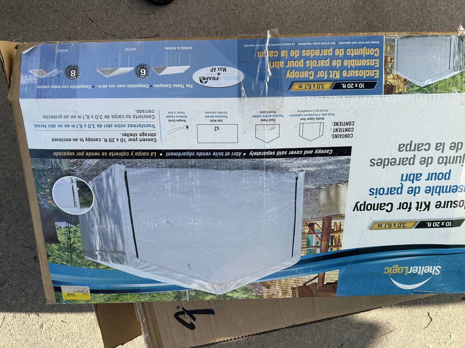 ShelterLogic 10x20 ft. AccelaFrame Canopy Enclosure Kit - Double Zipper Door