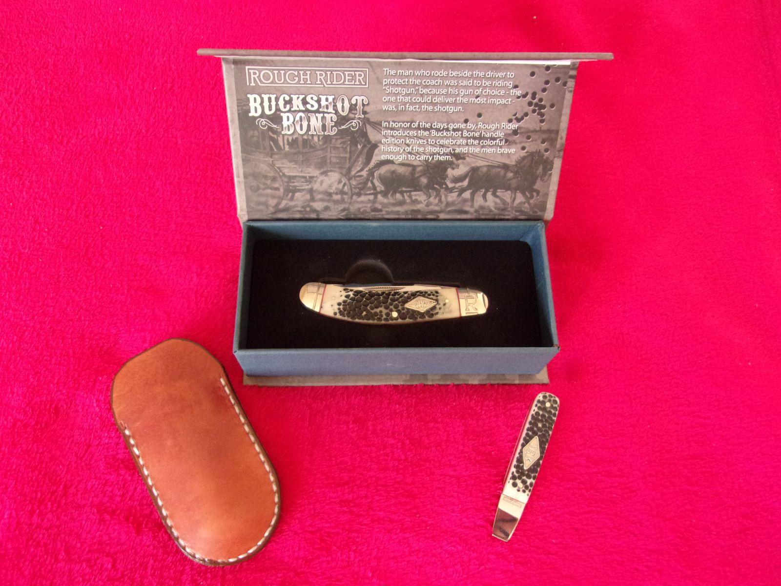 Rough Ryder Buckshot Bone Sowbelly Trapper Folding Knife