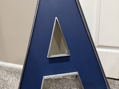 Large Metal and Wood Decorative Wall Letter 'A' - Navy Blue and Galvanized Silver