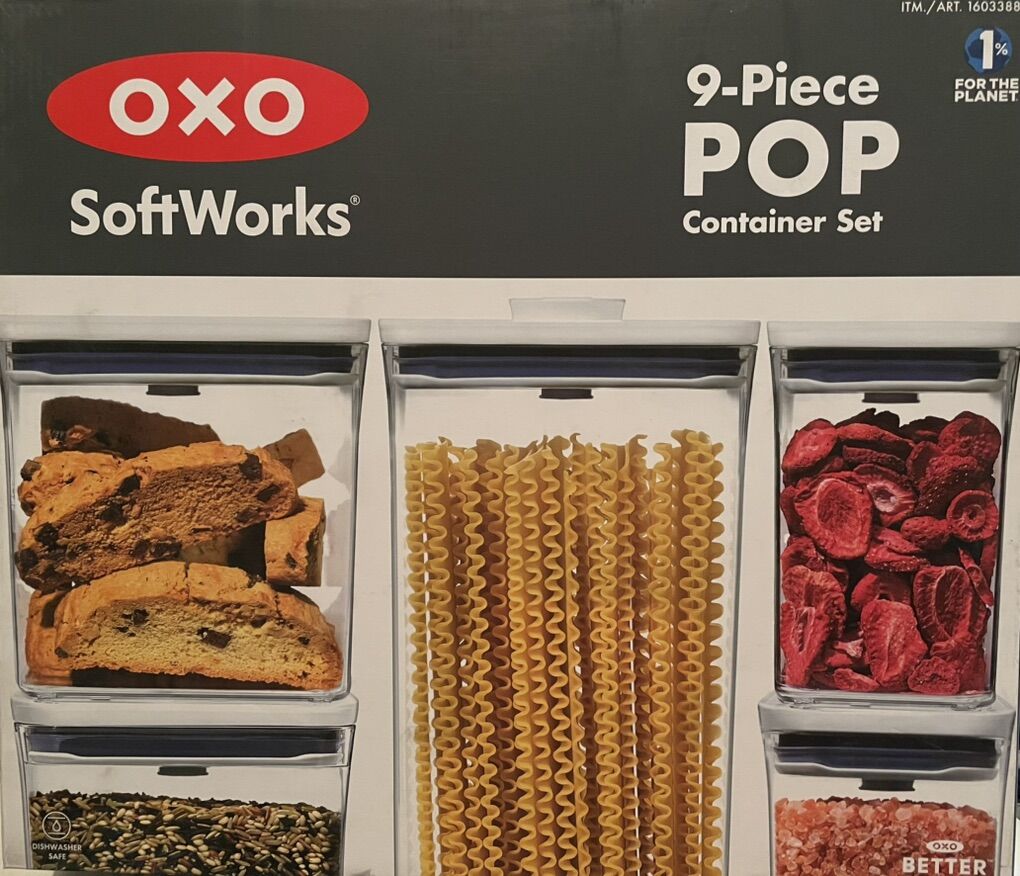 New OXO Pop Top Air Tight Contains 9 PC Multi Size
