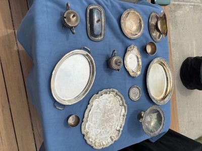 Silver plated dishes.