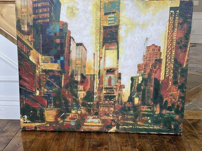Large New York Picture Painting Signed: DD