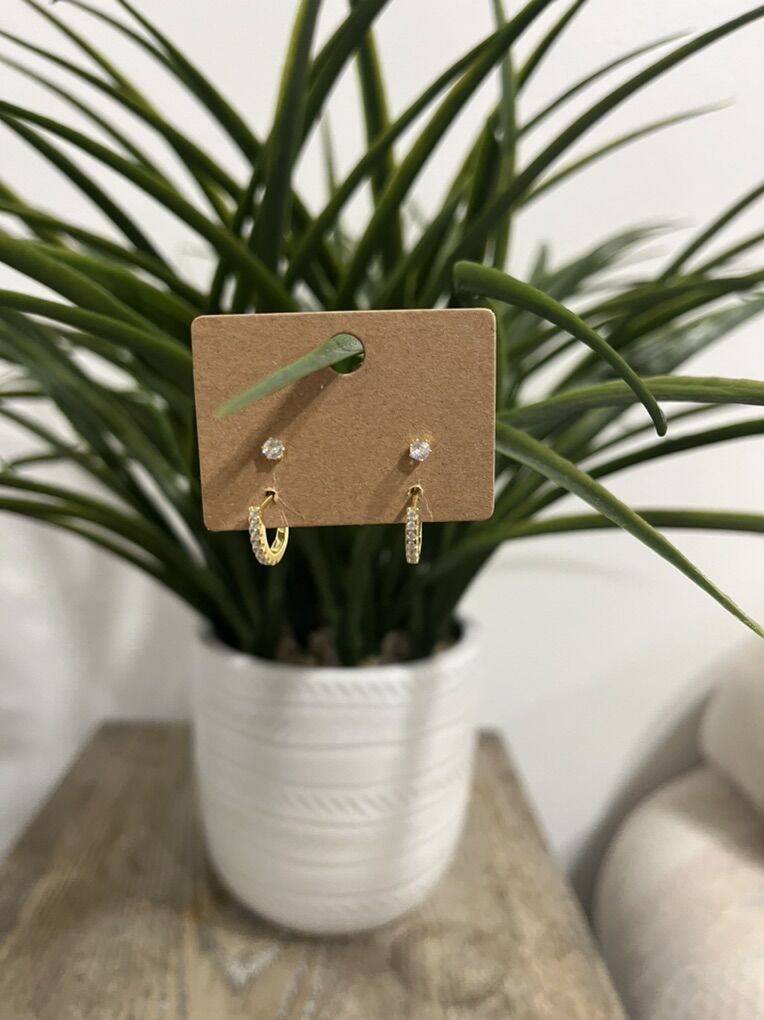 18k Gold Plated Sterling Silver CZ huggie Earrings