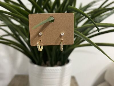 18k Gold Plated Sterling Silver CZ huggie Earrings