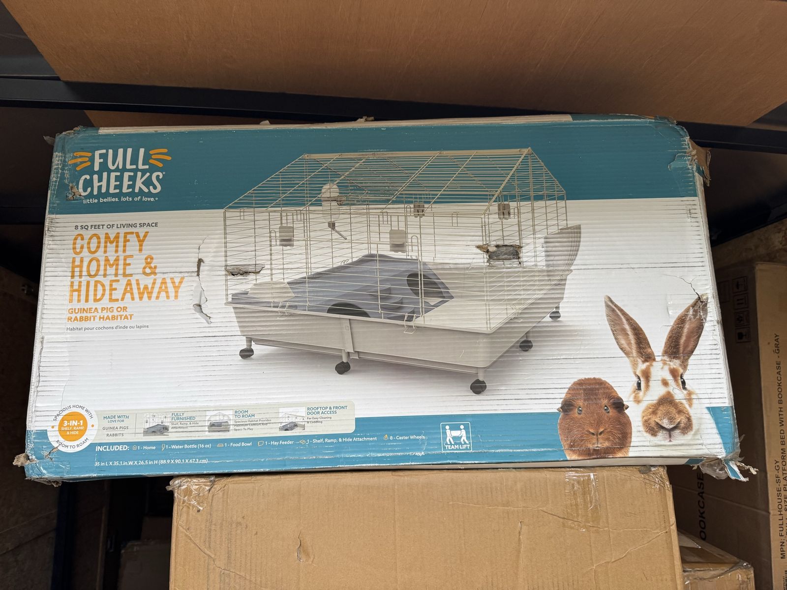 Full Cheeks Comfy Home & Hideaway Guinea Pig or Rabbit Habitat, 8 sq ft, Gray