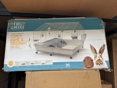Full Cheeks Comfy Home & Hideaway Guinea Pig or Rabbit Habitat, 8 sq ft, Gray