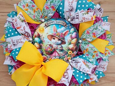 Happy Easter Bunny Wreath