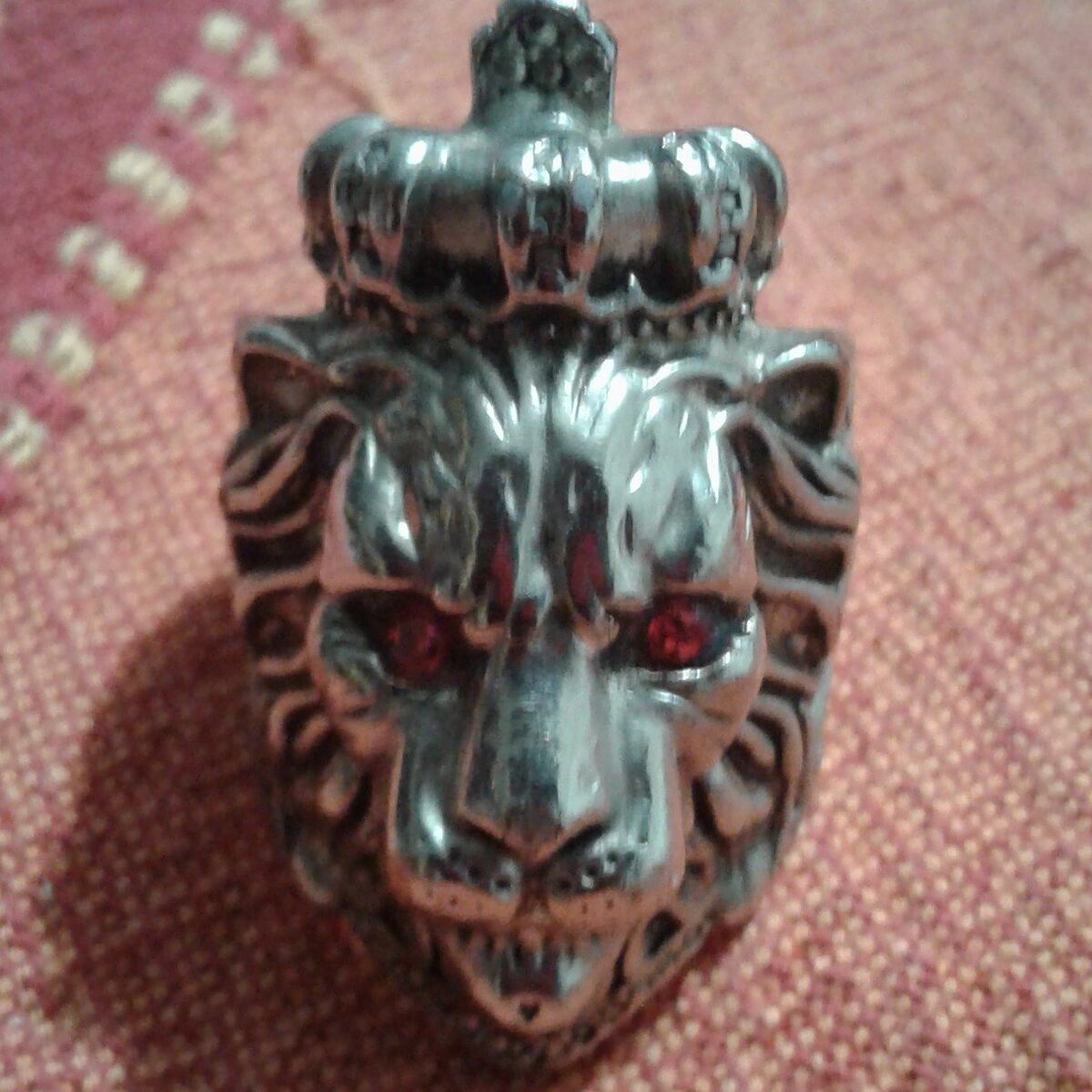 Silver Plated Stainless Lion Head Ring