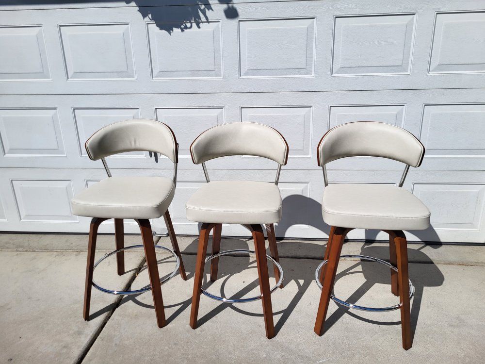 Set of 3* 360° Swival Leather Bar Stools-26"H