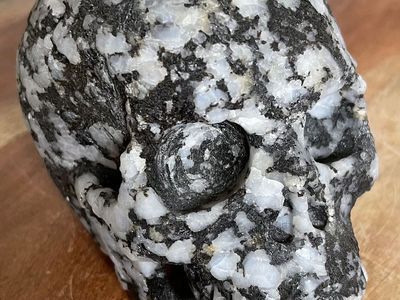 NEW Natural Crystal 5" Skeleton SKULL BLACK TOURMALINE QUARTZ Protection Stone Home Decor Decoration Figurine Statue Collectible