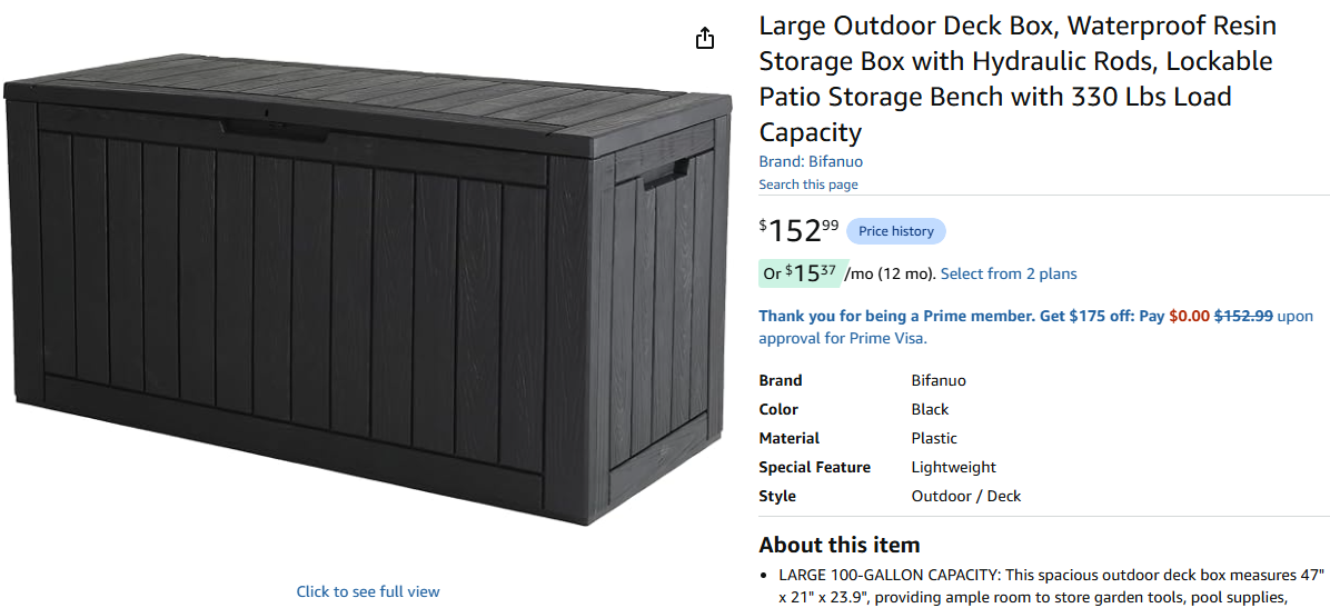100 Gallon Outdoor Deck Storage Box – Waterproof Resin – Heavy-Duty & Lockable