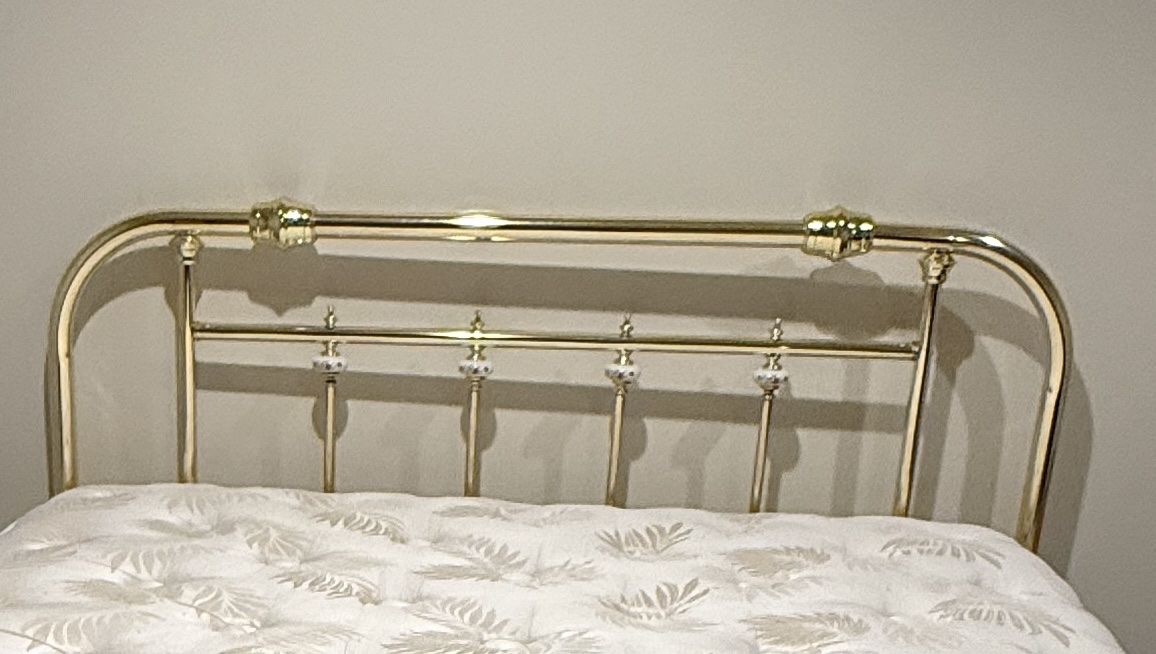 Queen Size  Vintage Brass Headboard with Ceramic Knobs