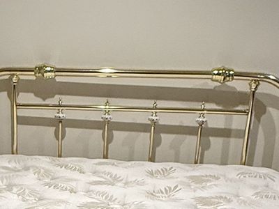 Queen Size Vintage Brass Headboard with Ceramic Knobs