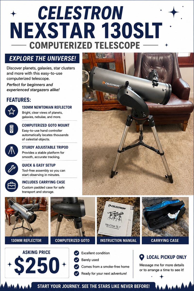 Celestron NexStar 130SLT 130mm Newtonian Reflector Computerized GoTo Telescope