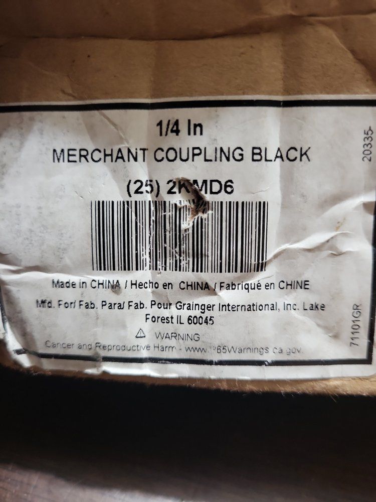 Grainger 1/4 In Black Merchant Coupling (25) 2KMD6 - New in Box