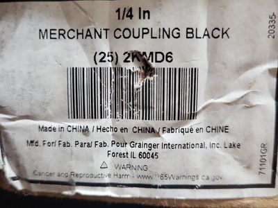 Grainger 1/4 In Black Merchant Coupling (25) 2KMD6 - New in Box