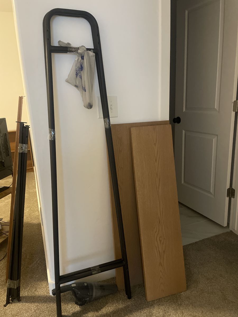 Clothing rack $10 table $5