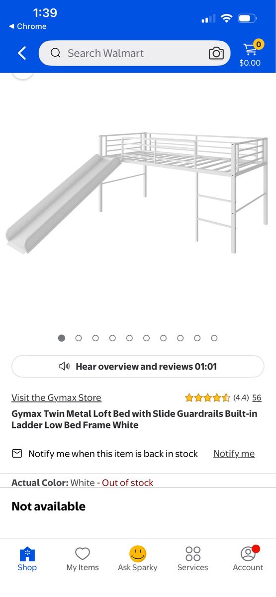 Twin Size Metal Loft Bed with Slide and Built-in Ladder White